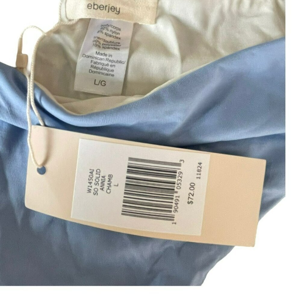 Eberjey So Bikini $196 Blue Ruffle Off Shoulder Bathing Suit Swim Suit Sz Large - Picture 5 of 6